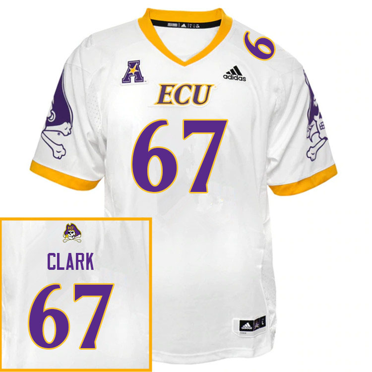 Men #67 Canaan Clark ECU Pirates College Football Jerseys Sale-White
